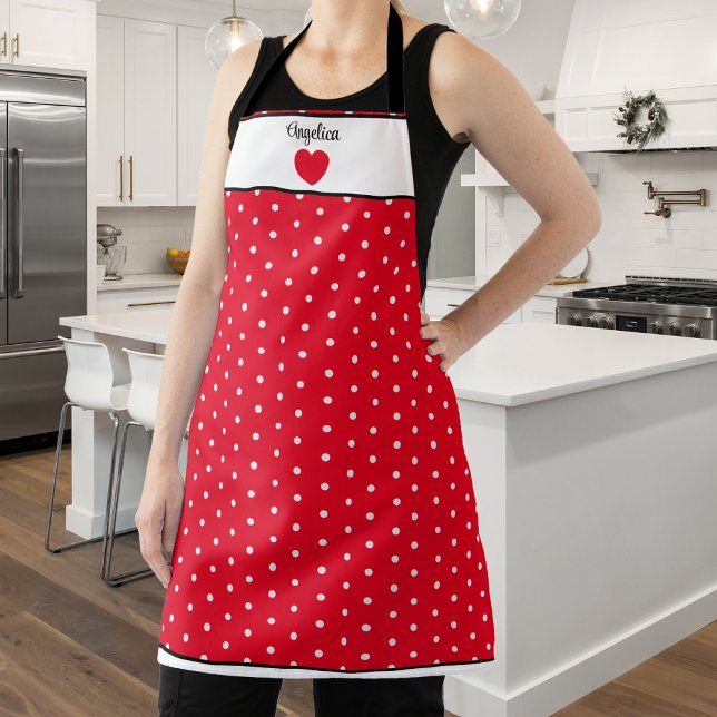 Red with white polka dot with a recipe.  apron (Creator Uploaded)