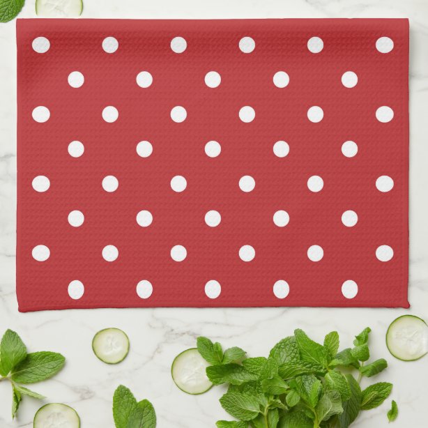 Red Polka Dots Kitchen & Hand Towels Zazzle