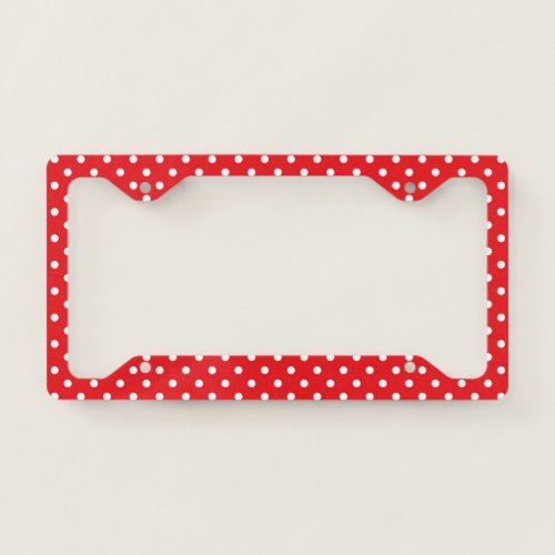 Red With White PolkaDot License Plate Frame