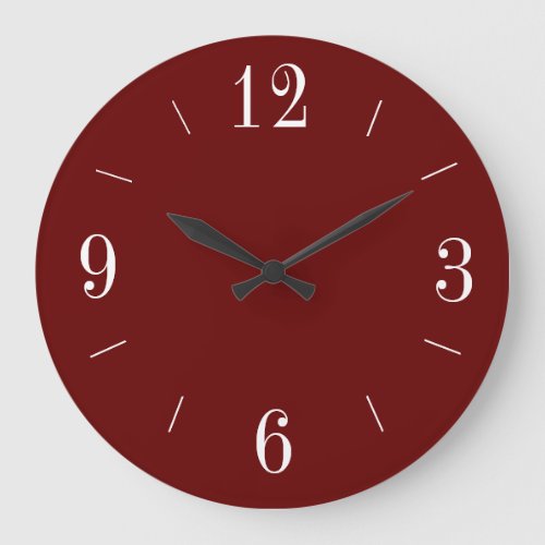Red with White Roman Numerals Simplistic Large Clock