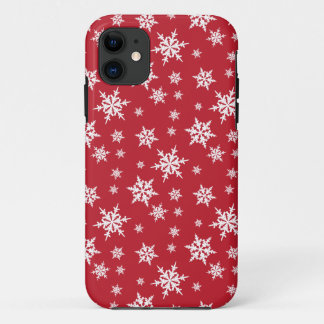 Red with white snowflakes iPhone case