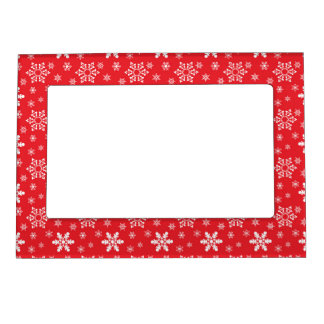RED WITH WHITE SNOWFLAKES MAGNETIC FRAME