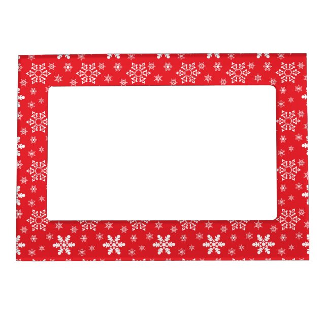 RED WITH WHITE SNOWFLAKES MAGNETIC FRAME (Front)