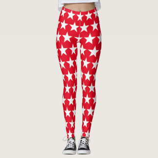 Red with white stars American Leggings