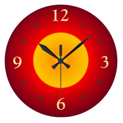 Red with Yellow Full Moon> Wall Clock