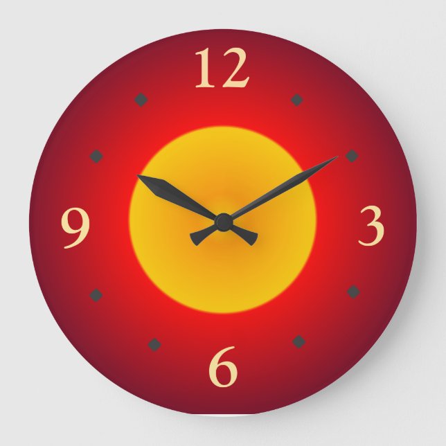 Red with Yellow Full Moon> Wall Clock (Front)