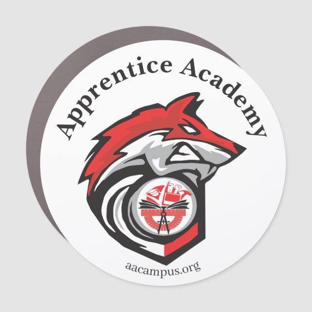 Red Wolf Car Magnet - wolf, school name, website (Front)