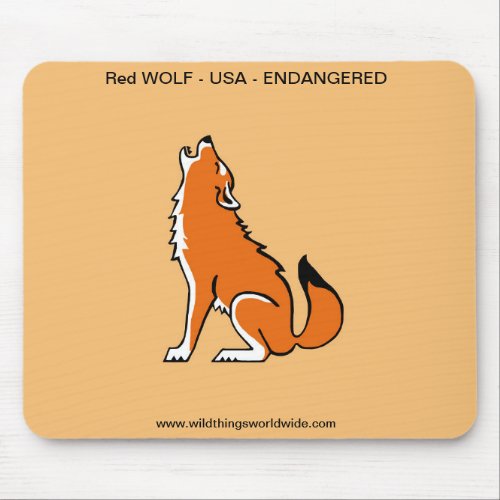  Red WOLF  _ Endangered animal _Orange MOUSE PAD