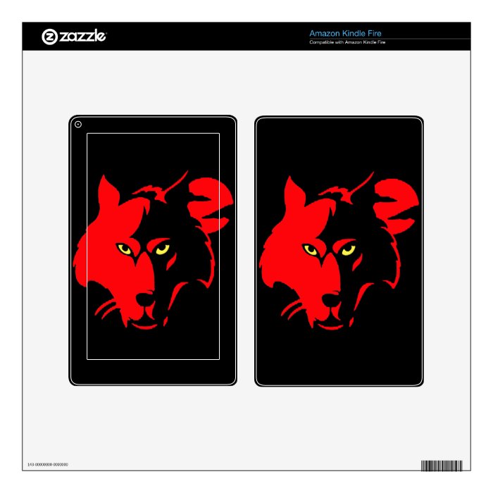 Red Wolf Head Kindle Fire Decal