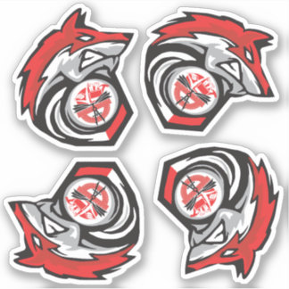 Red Wolf Sheet of 4 school logos Sticker