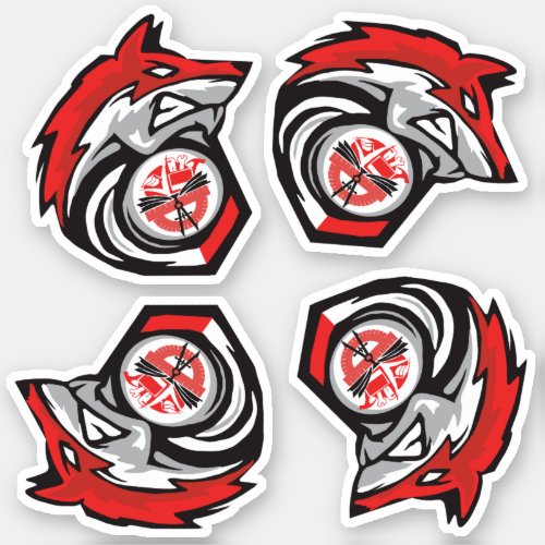 Red Wolf Sheet of 4 school logos Sticker