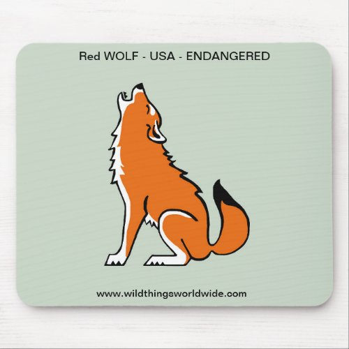 Red WOLF _ Wildlife warrior _ Endangered animal Mouse Pad