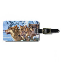Red wolves painting luggage tag