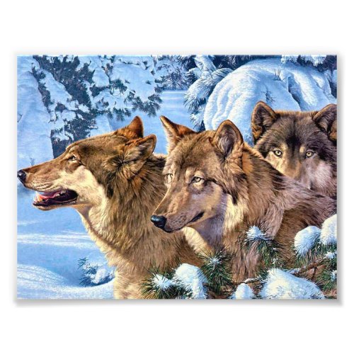 Red wolves painting photo print