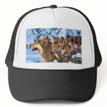 Red wolves painting trucker hat