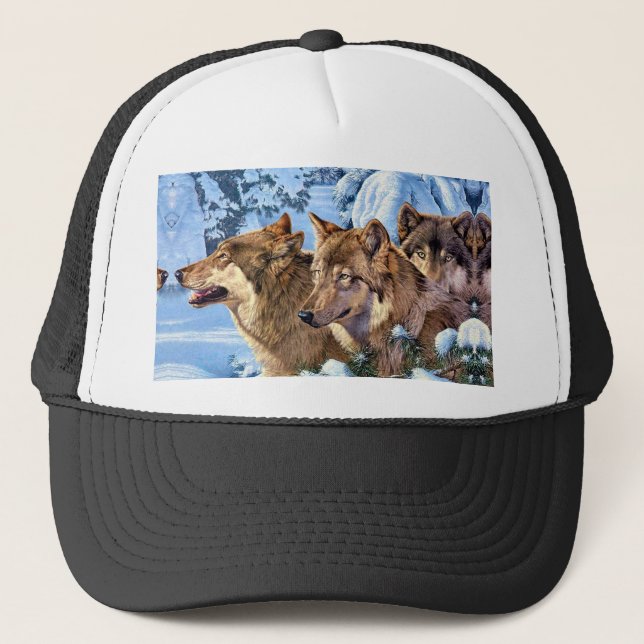 Red wolves painting trucker hat (Front)