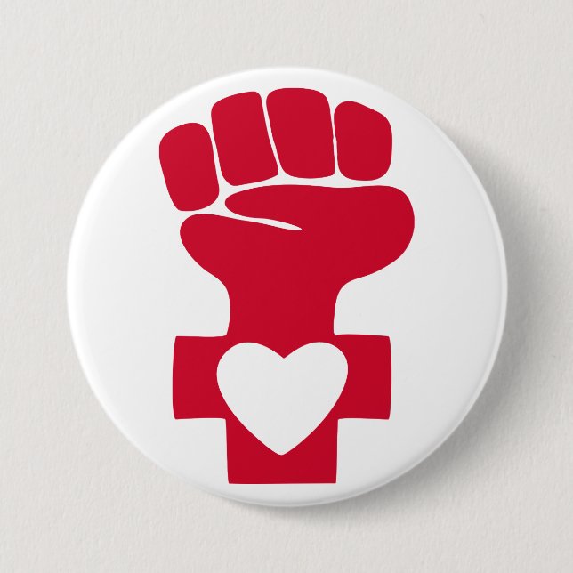 Red Woman Power with Heart Symbol Button (Front)