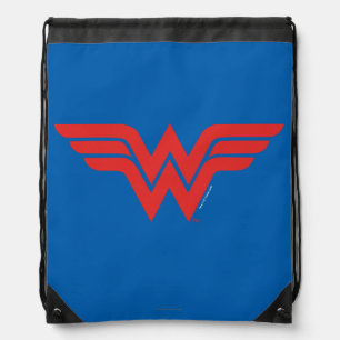 Red Wonder Woman Logo Drawstring Bag