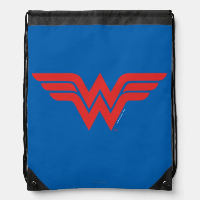 Red Wonder Woman Logo Drawstring Bag (Front)