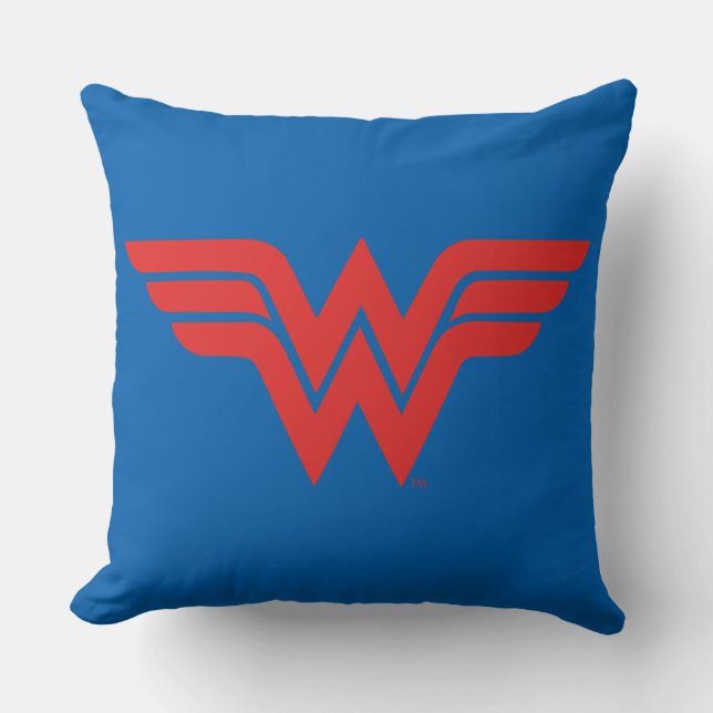 Red Wonder Woman Logo Throw Pillow (Front)