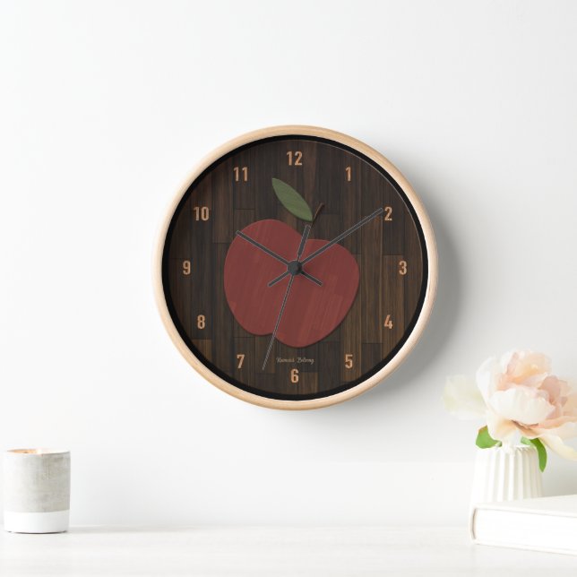 Red Wood Apple Clock (Home)