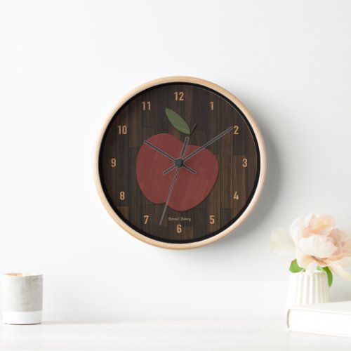 Red Wood Apple Watch Clock