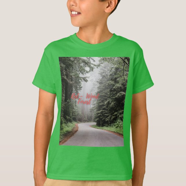 Red Wood Forest Kids Light Green Short Sleeve T-Shirt (Front)
