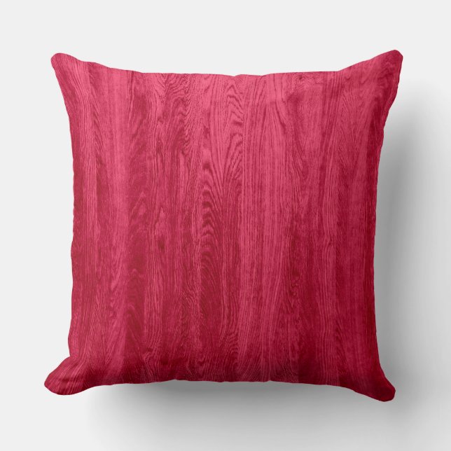 Red Wood Grain Texture Throw Pillow (Front)