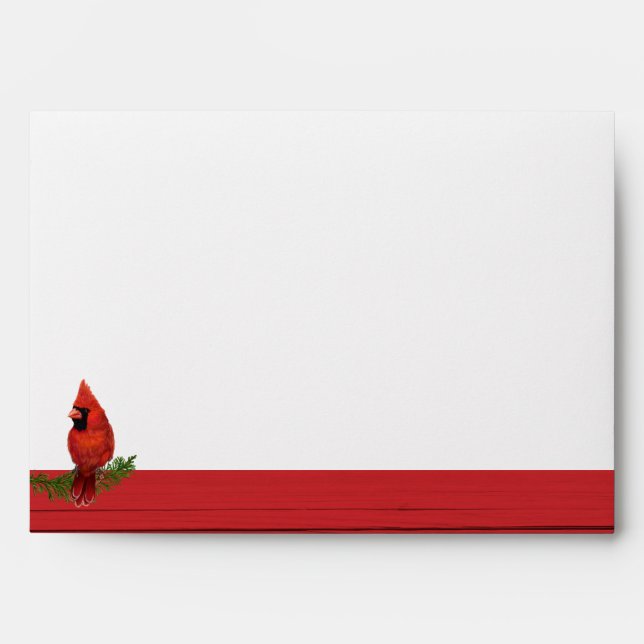 Red Wood Rustic Country Christmas Envelope (Front)