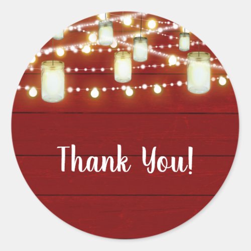 Red Wood  String Lights Country Rustic Sweet 16 Classic Round Sticker