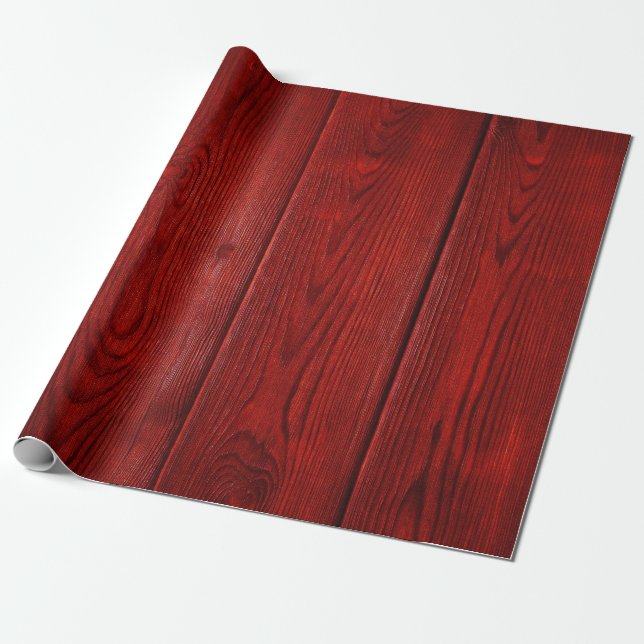 Red Wood Wrapping Paper Roll (Unrolled)