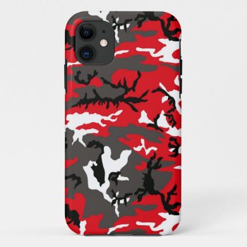 Red Woodland Camouflage Iphone 11 Case by TechShop at Zazzle