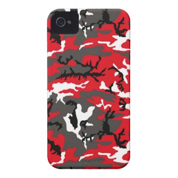 Red Woodland Camouflage Iphone 4 Cover by TechShop at Zazzle