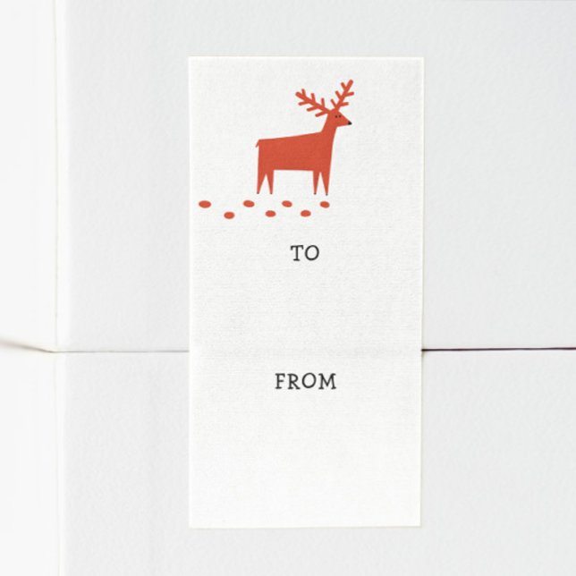 Red Woodland Christmas Reindeer | Rustic Holiday Label (Creator Uploaded)