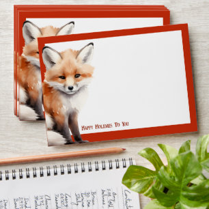 Red Woodland Fox Cub Holiday Envelope