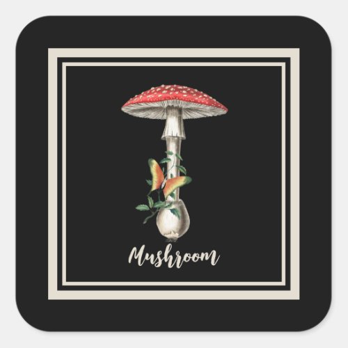 Red Woodland Mushroom  Square Sticker