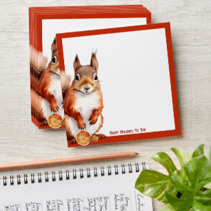 Red Woodland Squirrel Holiday Square Envelope