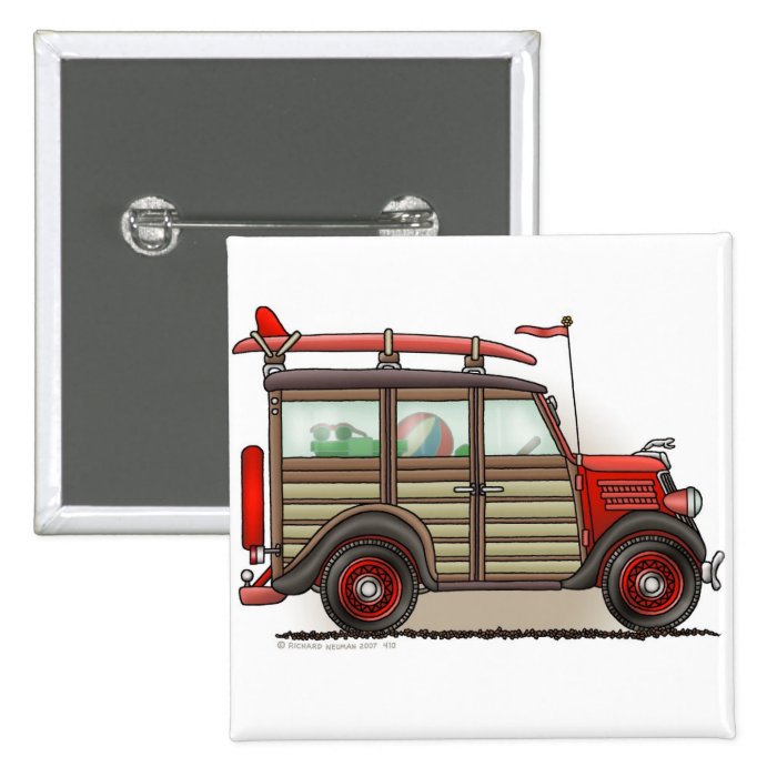 Red Woody Wagon Car Pins