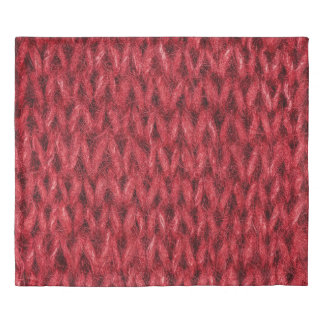 Red Wool: Knitting Texture Background. Duvet Cover