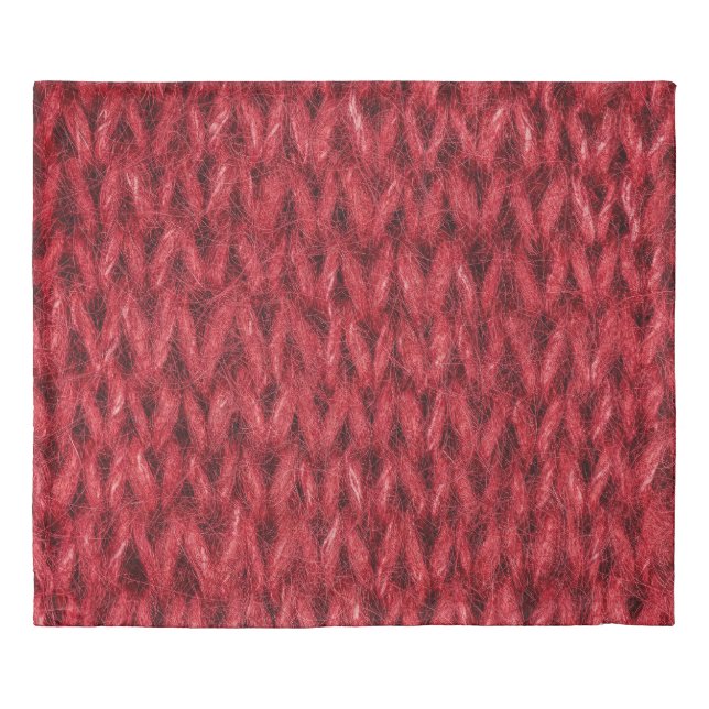 Red Wool: Knitting Texture Background. Duvet Cover (Front)