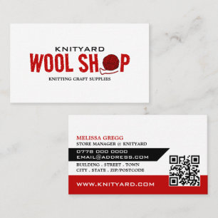Red Wool Shop Logo, Knitting Store, Yarn Store Business Card