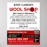 Red Wool Shop Logo, Knitting Store, Yarn Store