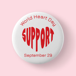 Red World Heart Day Button