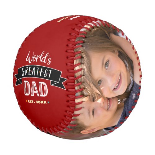 Red Worlds Greatest Dad Modern Bold Typography Baseball