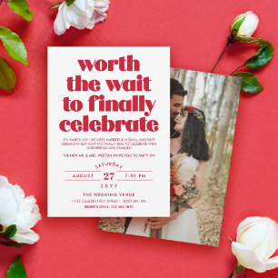 Red Worth the Wait Sequel Wedding Celebration Invitation