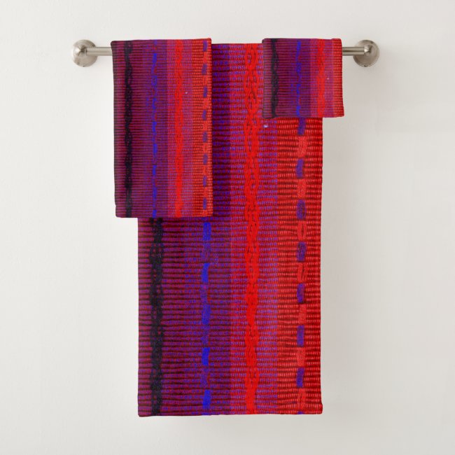 Red Woven Bands Abstract Bath Towels