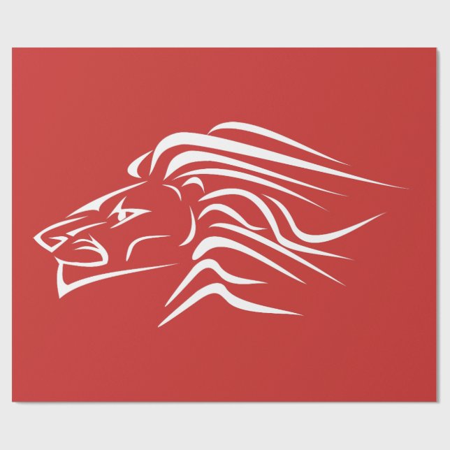 Red Wrapping Paper with Lion or Choose Color (Flat)