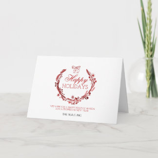 red wreath flourish Corporate Christmas Card