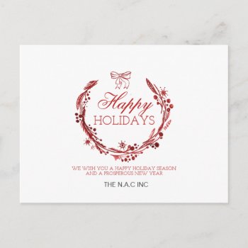 Red Wreath Flourish Corporate Postcard by XmasMall at Zazzle