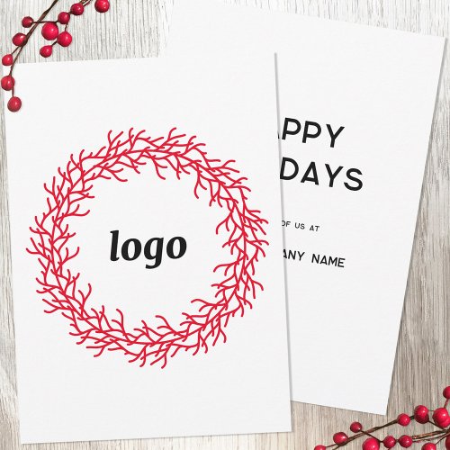 Red Wreath Logo Business Holiday Card